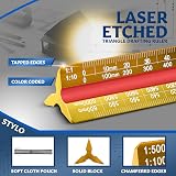 Stylo Aluminum Architect Scale 30cm Triangle Drafting Ruler Yellow Metric view 7