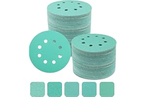 Akjwp 50-Piece Sanding Disc Set, Wet/Dry, 5-Inch, Hook & Loop, 80/120/150/180/220 Grit Assortment for Random Orbital Sander, Automotive, Wood, Metal Polishing
