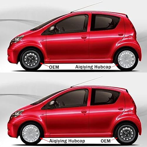 14 Inch Wheel Trim Hub Caps For Toyota Aygo, Citroen C1, Peugeot 107 - Black & Silver Full Set