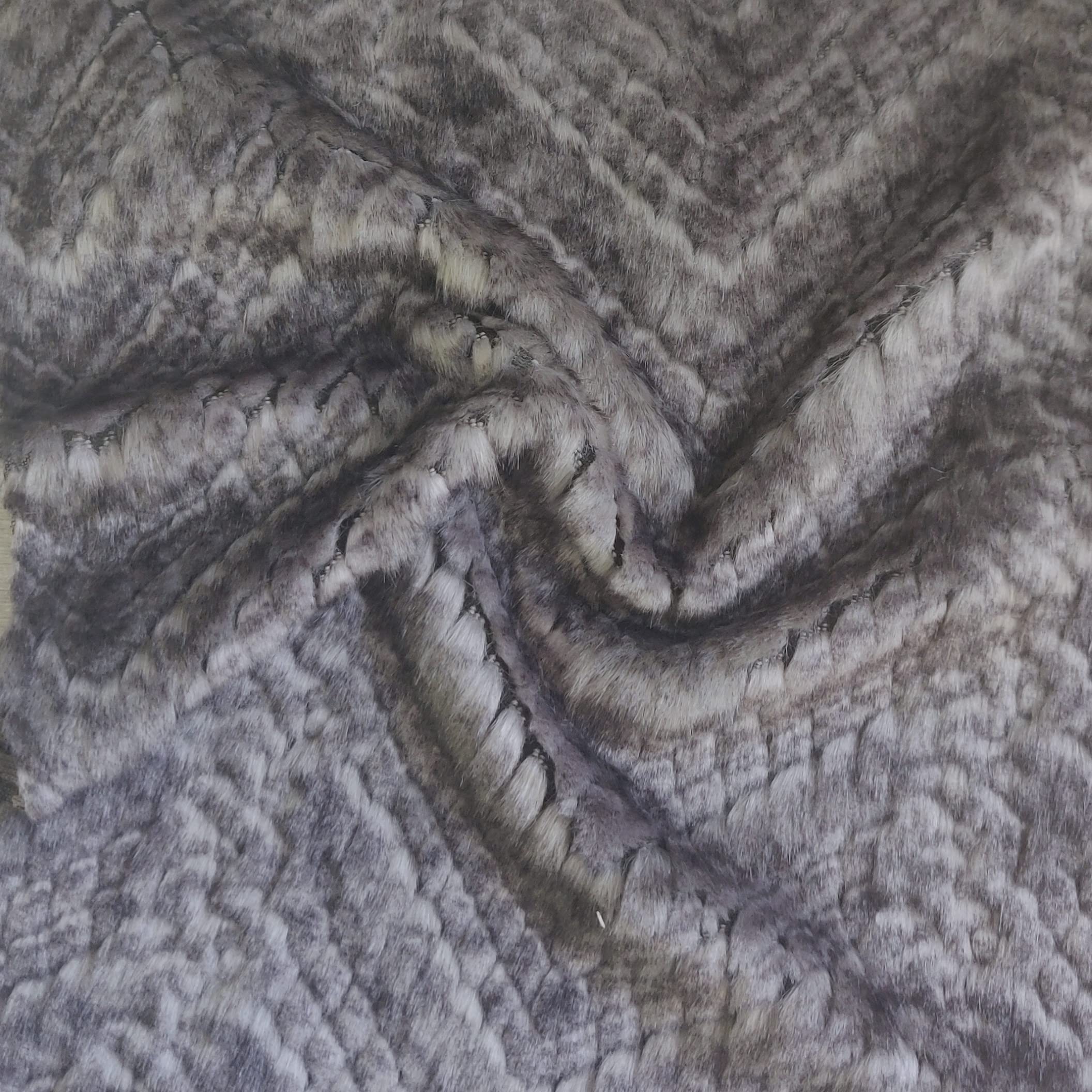Super Luxury Faux Fur Fabric Material Grey Dragon, 1Mtr 150cm x 100cm