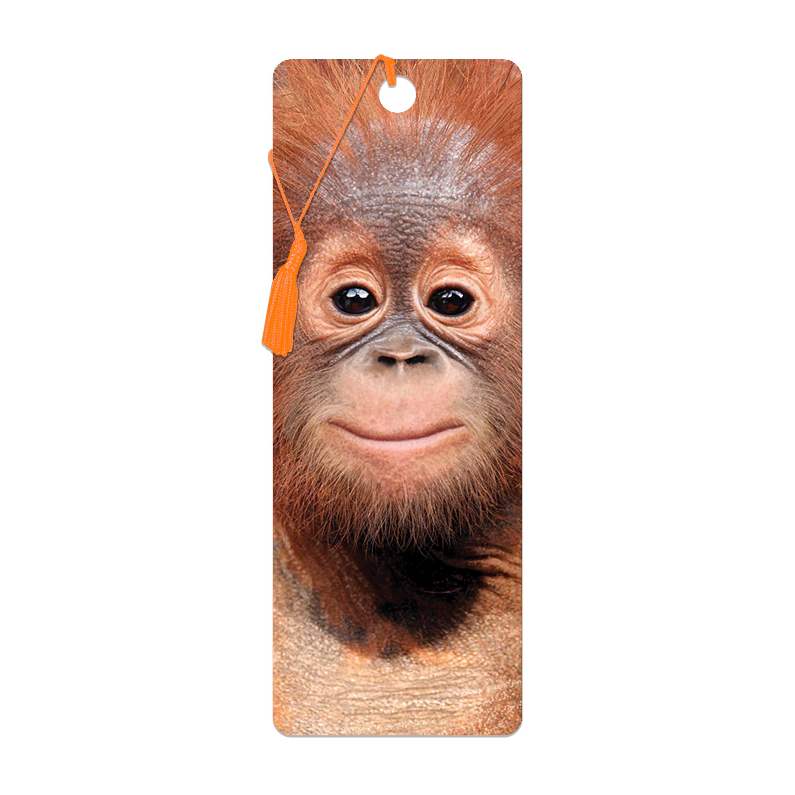 3D LiveLife Bookmark - Baby Orangutan from Deluxebase. Cute Lenticular Orangutan Page Marker. Animal Themed Accessories for Book Lovers. Small Gifts for Men, Women, Writers and Teachers.