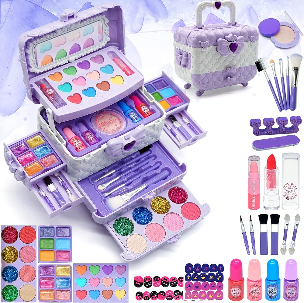EVACOK Kids Makeup Sets 57 PCS Unicorn Washable Starter Kit for Girls