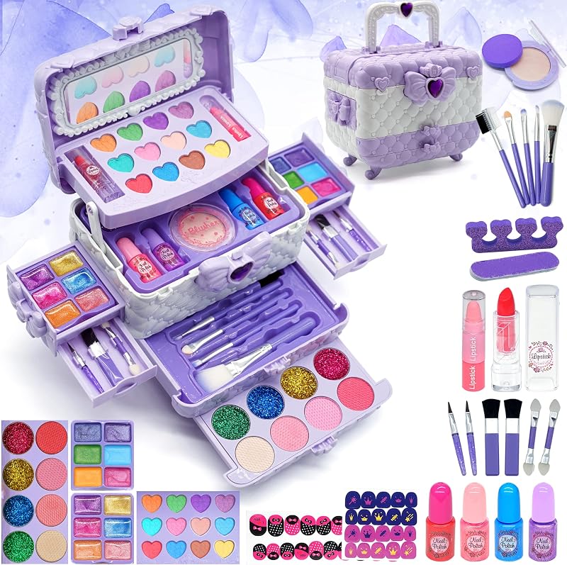 EVACOK Kids Makeup Sets 57 PCS Unicorn Washable Starter Kit for Girls