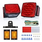 Nilight Square Submersible LED Trailer Light Kit,IP68 Waterproof 2PCS | Low profile stop turn tail signal lights with side marker for 12V utility boat camper RV Trucks Marine Snowmobile