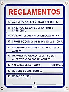 Pentair r233700 español Piscina Reglas Piscina señal, se Vende