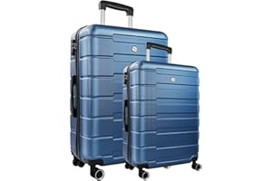 WQZLYG Luggage Sets 2 Piece with Spinner Wheels,20 Inch Carry On and 24 Inch Checked Luggage,Hardside Lightweight Rolling Travel Suitcase with TSA Lock,Dark Blue