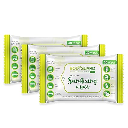 BodyGuard Disinfectant Sanitizing Wipes, Alcohol Free-30 Wipes (Pack of 3)