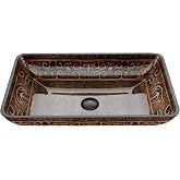 VIGO Donatello 23"L x 15"W x 5"H Over the Counter Glass Rectangular Vessel Bathroom Sink in Gold and Brown Fusion -VG07045