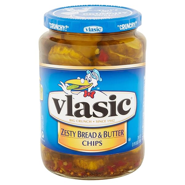 VLASIC ZESTY BREAD & BUTTER PICKLE CHIPS 24OZ GLASS JAR (PACK OF 2)
