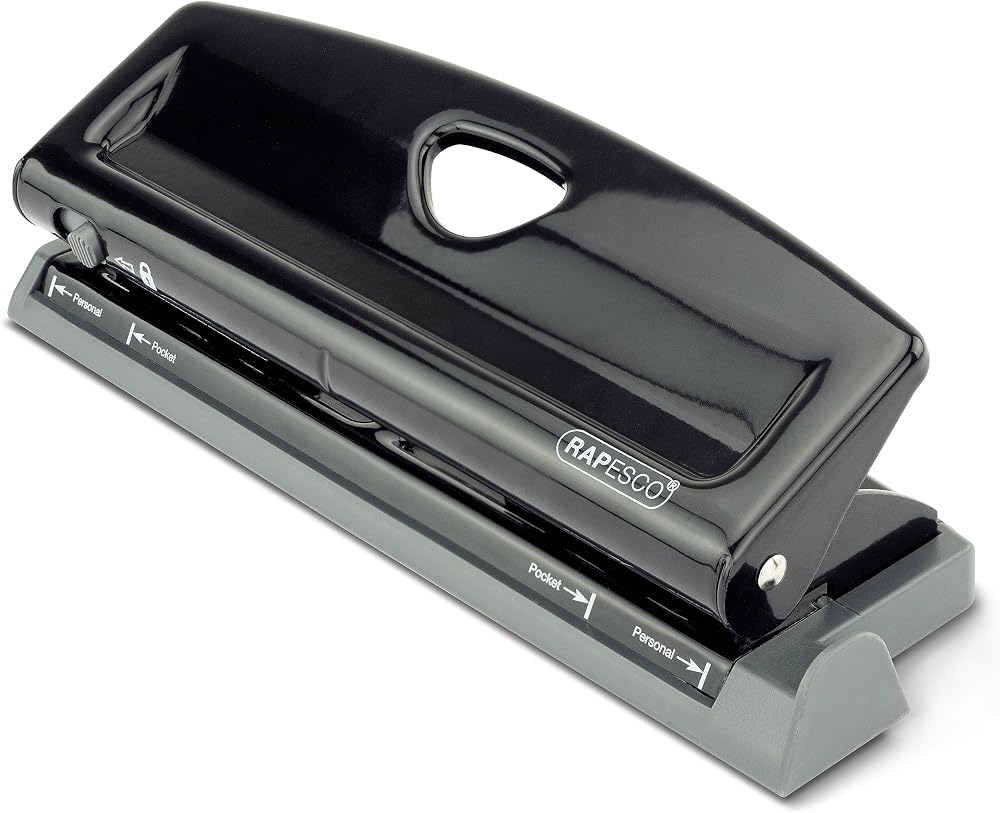 Rapesco 1725 Adjustable 6-Hole Punch 9 Sheet Capacity Black