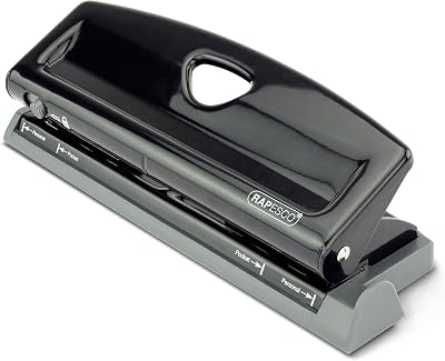 Rapesco 1725 Adjustable 6-Hole Punch 9 Sheet Capacity Black