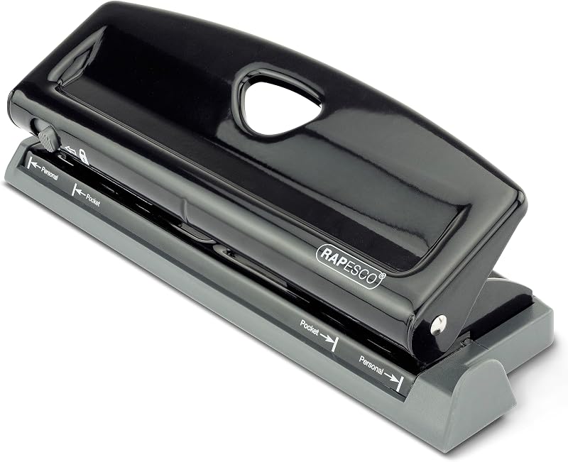 Rapesco 1725 Adjustable 6-Hole Punch 9 Sheet Capacity Black