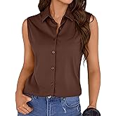 COUXILY Wrinkle-Free & Non-Iron Women's Sleeveless Button Down Shirts Blouses with Mulberry Silk Tank Casual Work Tops