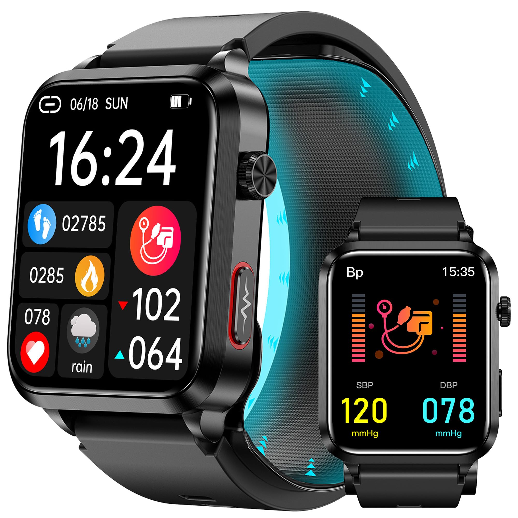 Photo 1 of Yowow BIT Blood Pressure Smart Watch with Air Bag Air Cuff, 1.92" lPS Color Screen, 24/7 Heart Rate Blood Oxygen Sleep Respiration Rate Health Monitor Activity Tracker Familiy Data Sharing.