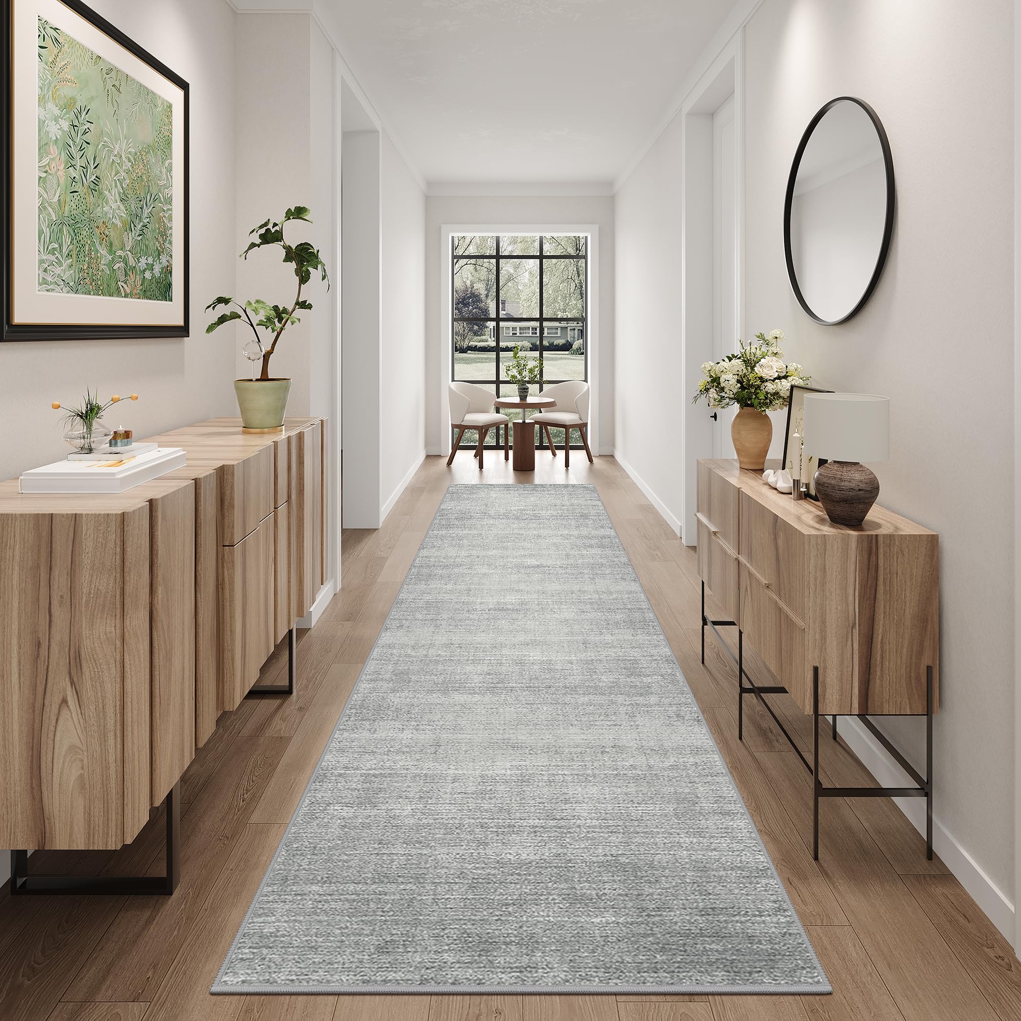 Photo 1 of Art&Tuft Non-Slip Runner Rug - 2x10 Runner Rug Washable Low-Pile Rugs Runners, Soft Distressed Carpet Runner for Bedroom Bathroom Kitchen Laundry Living Room, Grey