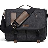 VX VONXURY 17 Inch Laptop Bag Mens Messenger Bag,Large Water Resistant Canvas Multipocket Satchel Shoulder Bag for Men, Business, Work, Travel, College