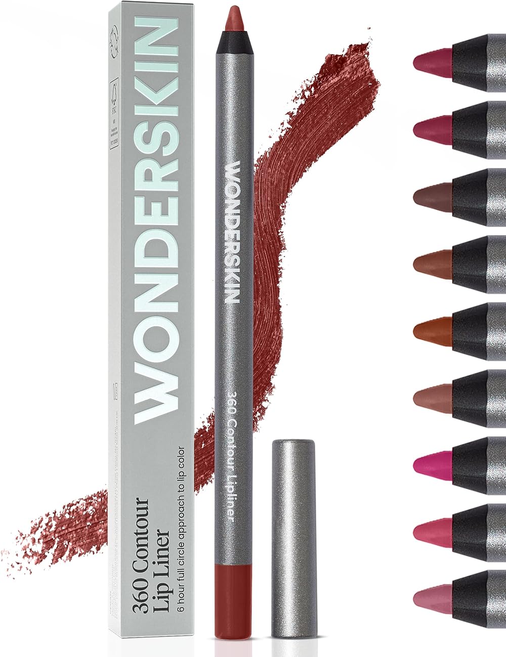 Wonderskin 360 Contour Lip Liner Mahogany Brown Waterproof Long-Lasting