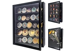 GMFrames 11x14 Wooden Shadow Box Frame with Removable Shelves Deep Display Case for Military Medals Keepsakes Black