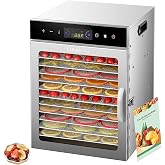Food Dehydrator Machine with 12 Stainless Steel Trays, 800W Dual-Fan Dehydrator for Home, 24H Timer, 86-194℉ Temperature Control, LED Digital Dispiay for Jerky, Fruit, Vegetable, Herbs, and Dog Treats
