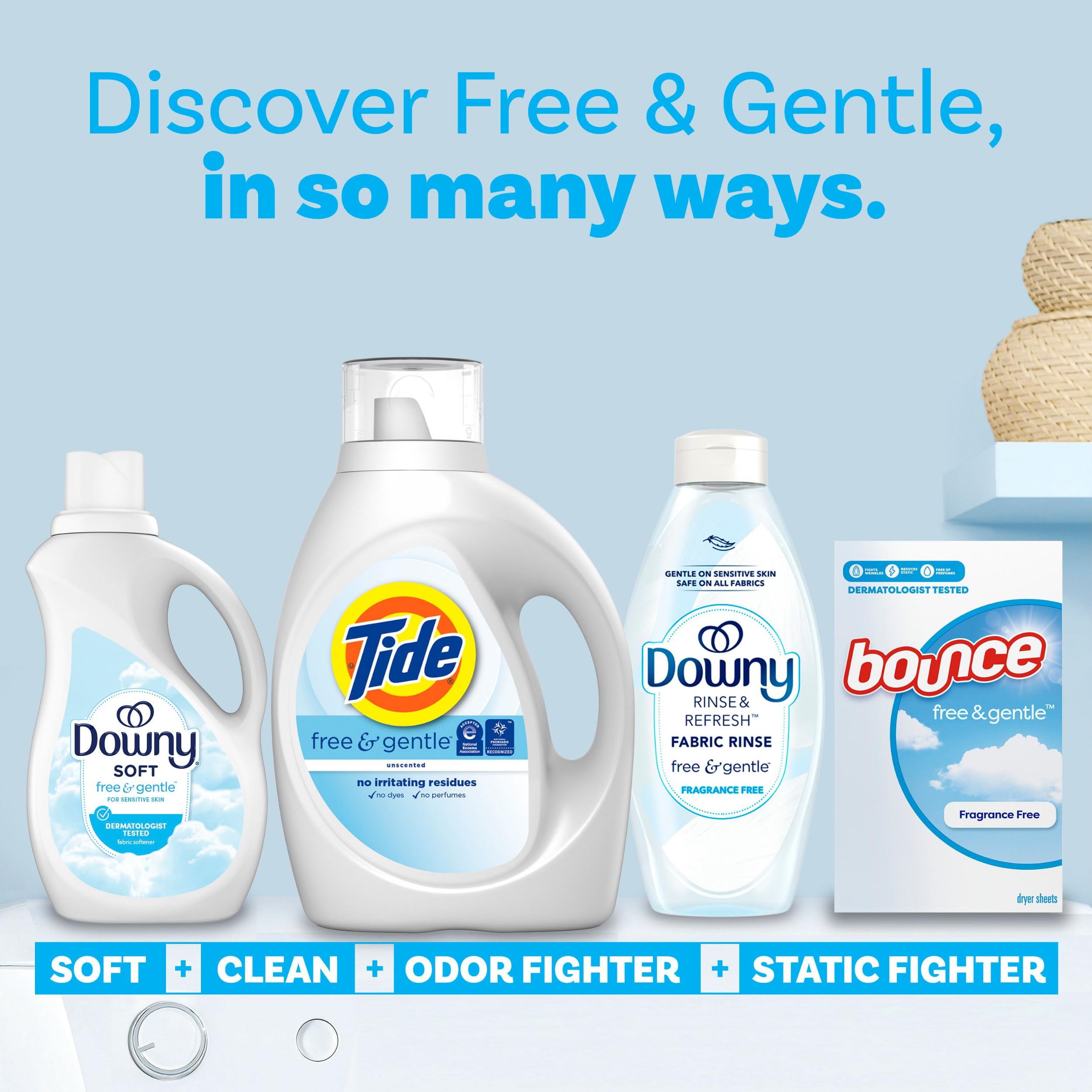 Tide Free & Gentle, Liquid Laundry Detergent Soap, Unscented, Hypoallergenic for Sensitive Skin and Free of Dyes, HE Compatible, 64 Loads, 84 fl oz