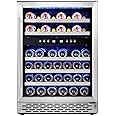 Phiestina 46 Bottle Wine Cooler 24 Inch Dual Zone Built-in or Freestanding Wine Refrigerator with Compressor Cooling System