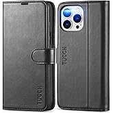 TUCCH Wallet Case for iPhone 13 Pro Max, RFID Blocking, 4 Card Slots, Stand Shockproof TPU Interior Shell, PU Leather Magnetic Flip Cover, Black