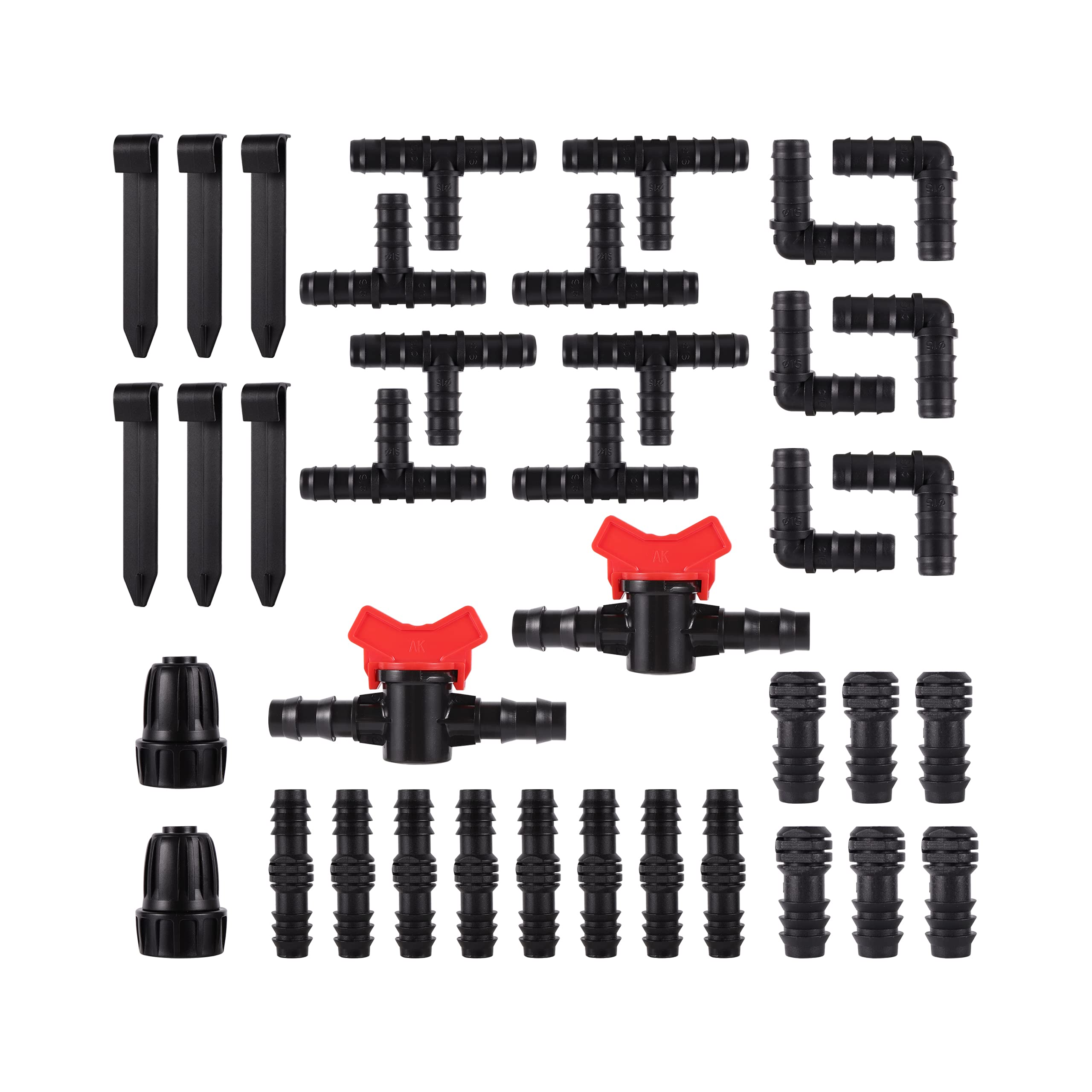 FOGWOWO 38pcs Irrigation Fittings Kit for Tubing,Barbed Connector for 1/2 Inch Hose Pipe Connectors 16 mm Tubing Fittings Plastic Drip Irrigation Kit