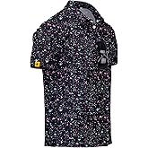 ZITY Mens Golf Polo Shirts Short Sleeve UPF 50+ Performance Moisture Wicking Print Pattern Casual Collared Golf Shirt for Men