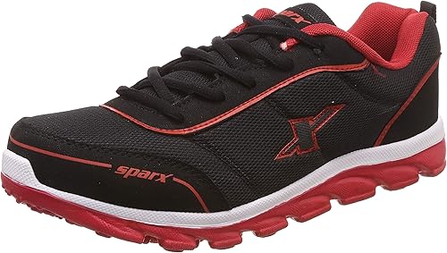 sparx men's black and red running shoes