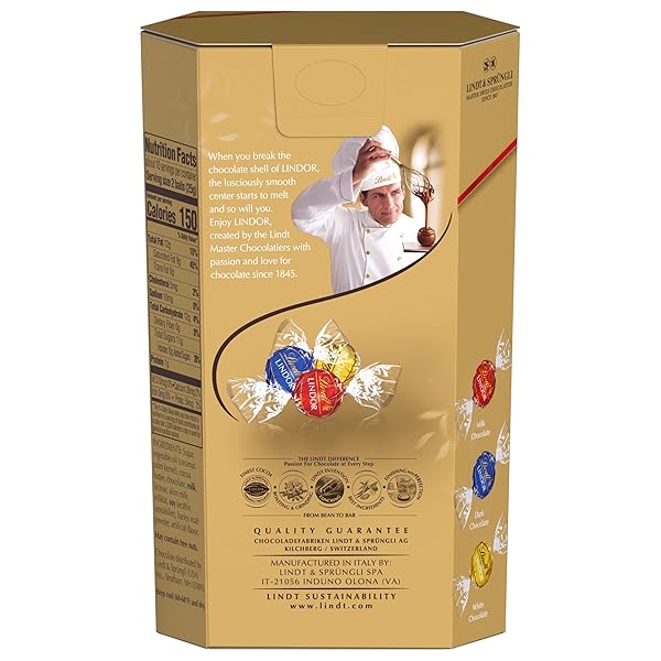 LINDT LINDOR ASSORTED CHOCOLATE CANDY TRUFFLES GIFT BOX, 8.4 OZ.