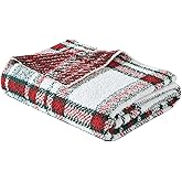 Nautica - Throw Blanket, Luxuriously Soft Chenille Knit Bedding, Plaid Bedding Set, Oeko-Tex Certified (Emmet Plaid Red, 50 x 70)