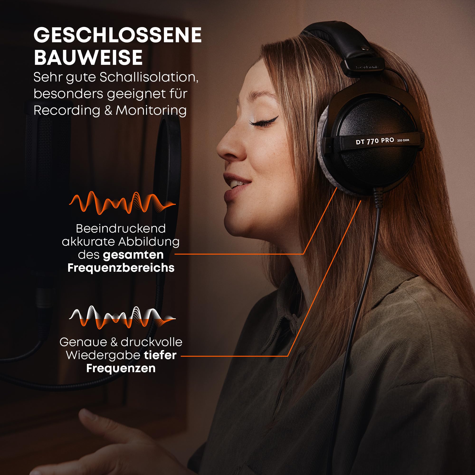 beyerdynamic DT 770 PRO 80 Ohm Over‑Ear‑Studiokopfhörer. Geschlossene Bauweise, kabelgebunden für professionelles Recording und Monitoring. Handmade in Germany 6