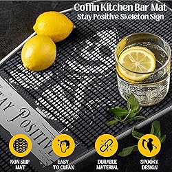 Stay Positive Skeleton Sign - Coffin Bar Mat for
