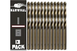 Narwhal 1/8 Inch Cobalt Drill Bits (13 Pack - Industrial Grade M35 Cobalt) 2.55" Length & 135 Degree Split Point for Drilling