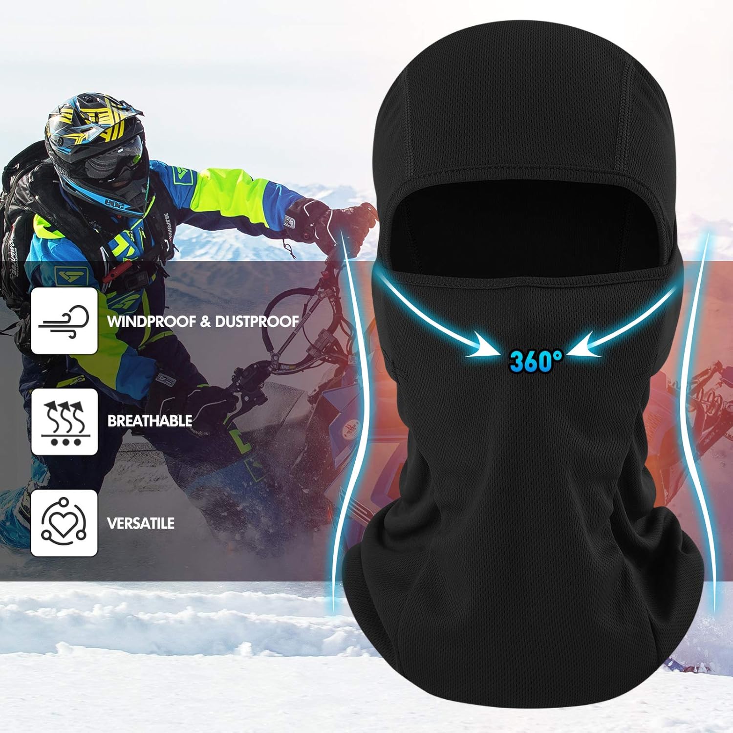 Balaclava Ski Mask Warmth Face Mask-Cold Weather Cycling Motorcycling (Helmet Friendly): Clothing