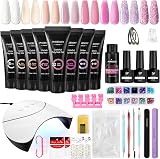 Phoenixy Poly Nail Gel Kit 8 Colors with 36W UV/LED Lamp Base Top Coat