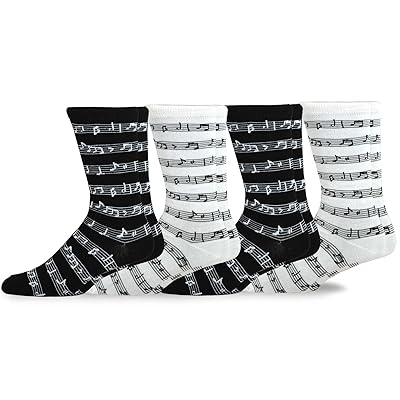 TeeHee Music Cotton Crew Socks for Women and Men 4 -Pack