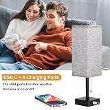 Aooshine Bedside Lamps Set of 2 with USB Ports Grey Shade 3-Color Modes view 6