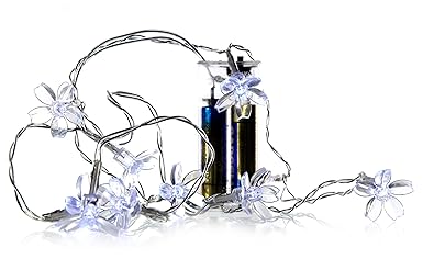 10 LED Lichterkette Kirschblüten Kirsche Blüten ca. 120 cm WARM-WEISS (GELB) - Sehr energiesparend: Nur 0,06 W pro Licht/LED