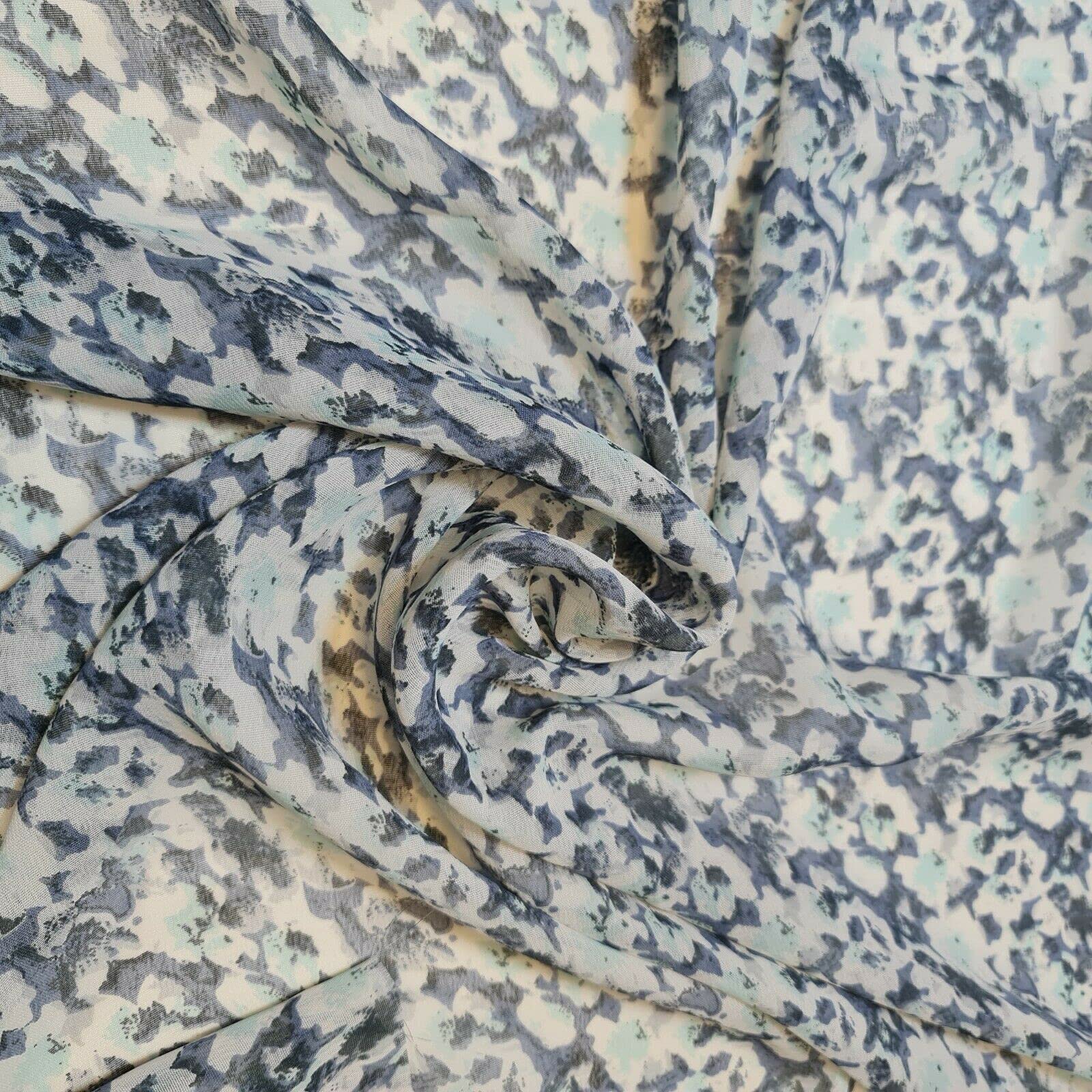 Spring Floral Print Sheer Crepe Chiffon Summer Dress Craft Fabric 44" - 111 cm Wide Sold As 5 Meter Pre - Cut Lengths (5 Meter, Design 7)