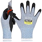 DEX FIT Level 5 Cut Resistant Gloves Cru553, 3D-Comfort Fit, Firm Grip, Thin & Lightweight, Touch-Screen Compatible, Durable, Breathable & Cool, Machine Washable; Blue S (7) 3 Pairs