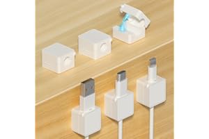 VORTEXAIN 6 Pack Magnetic Cable Clips Cord Holder Charger Organizer Office Accessories Under Desk Wire Management Phone Charging Cords Keeper Holders for Nightstand Home Desktop Bedside Table Electronics White