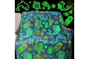 OBINSM Gifts for Boys Ocean Glow in The Dark Blanket for Girls Kids Turtle Fish Soft Throw Blanket for Couch Bed Birthday Christmas 50" x 60"