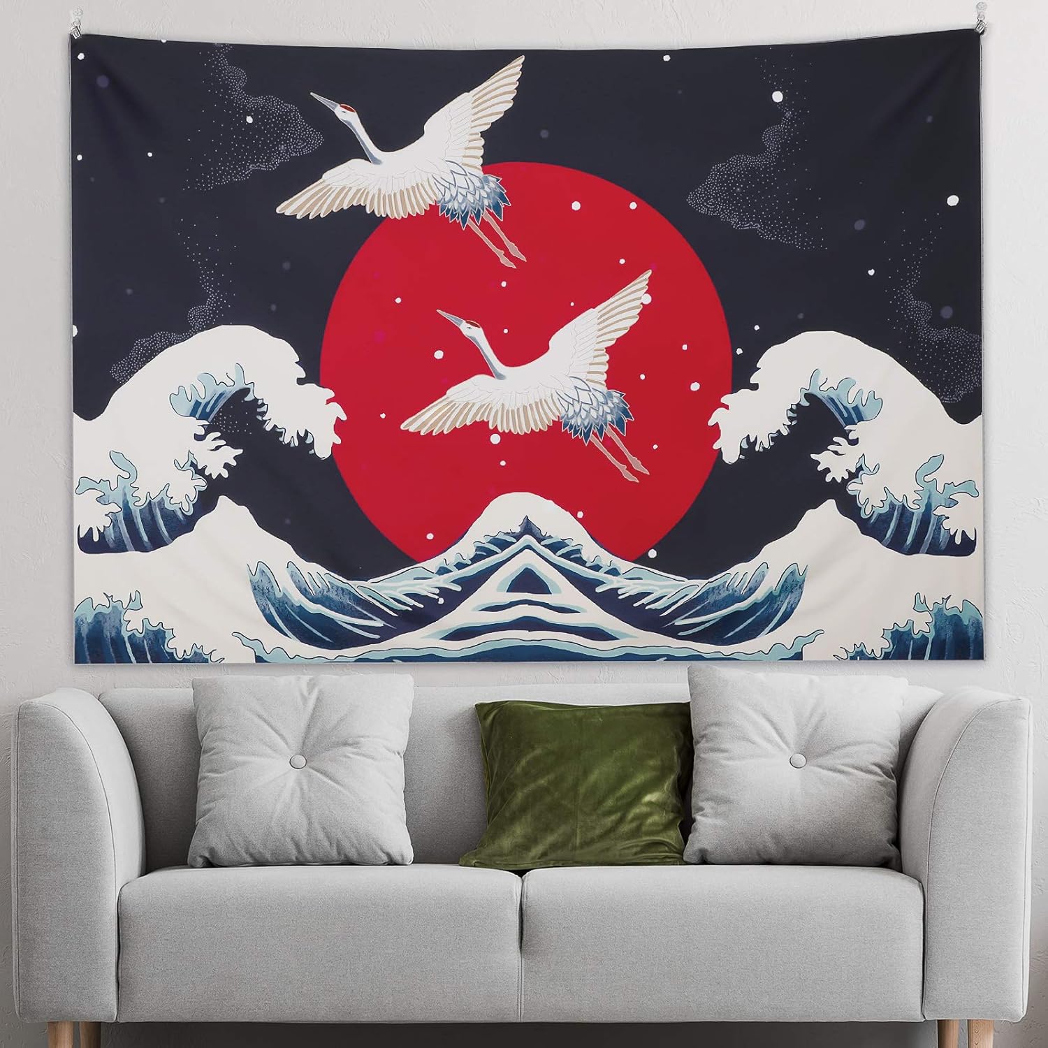 Japanese Ukiyoe Tapestry Sea Wave Tapestry Sunset Wall Hanging