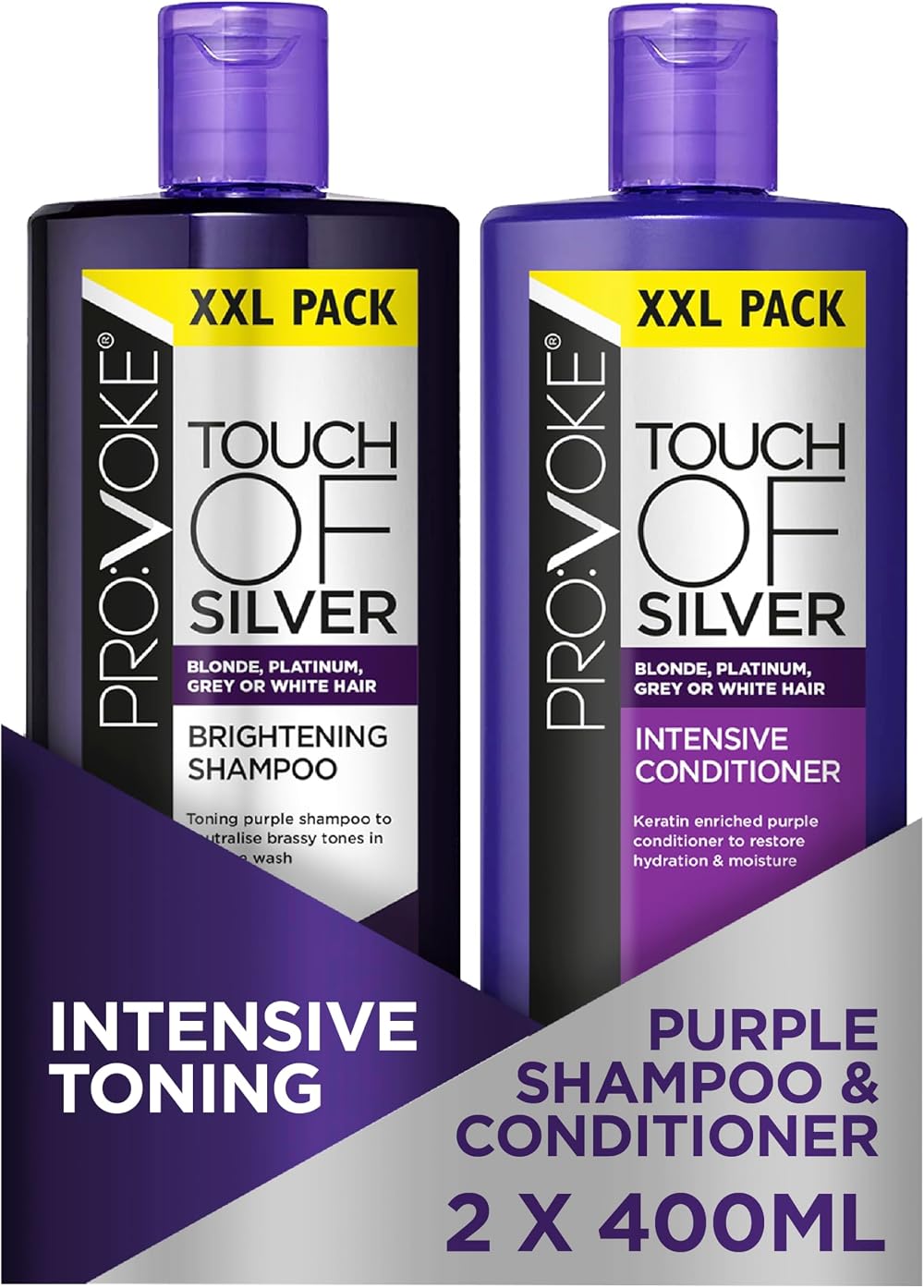 PROVOKE Touch Of Silver Brightening Purple Shampoo & Intensive Conditioner 400ml