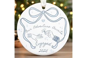 KATLADIZ Engagement Gifts for Couples - Engagement Ornament - Gifts for Newly Engaged Couples - Engaged Ornaments for Women, Couple, Bride to be - Ceramic 1st First Christmas Engage Ornament 2025