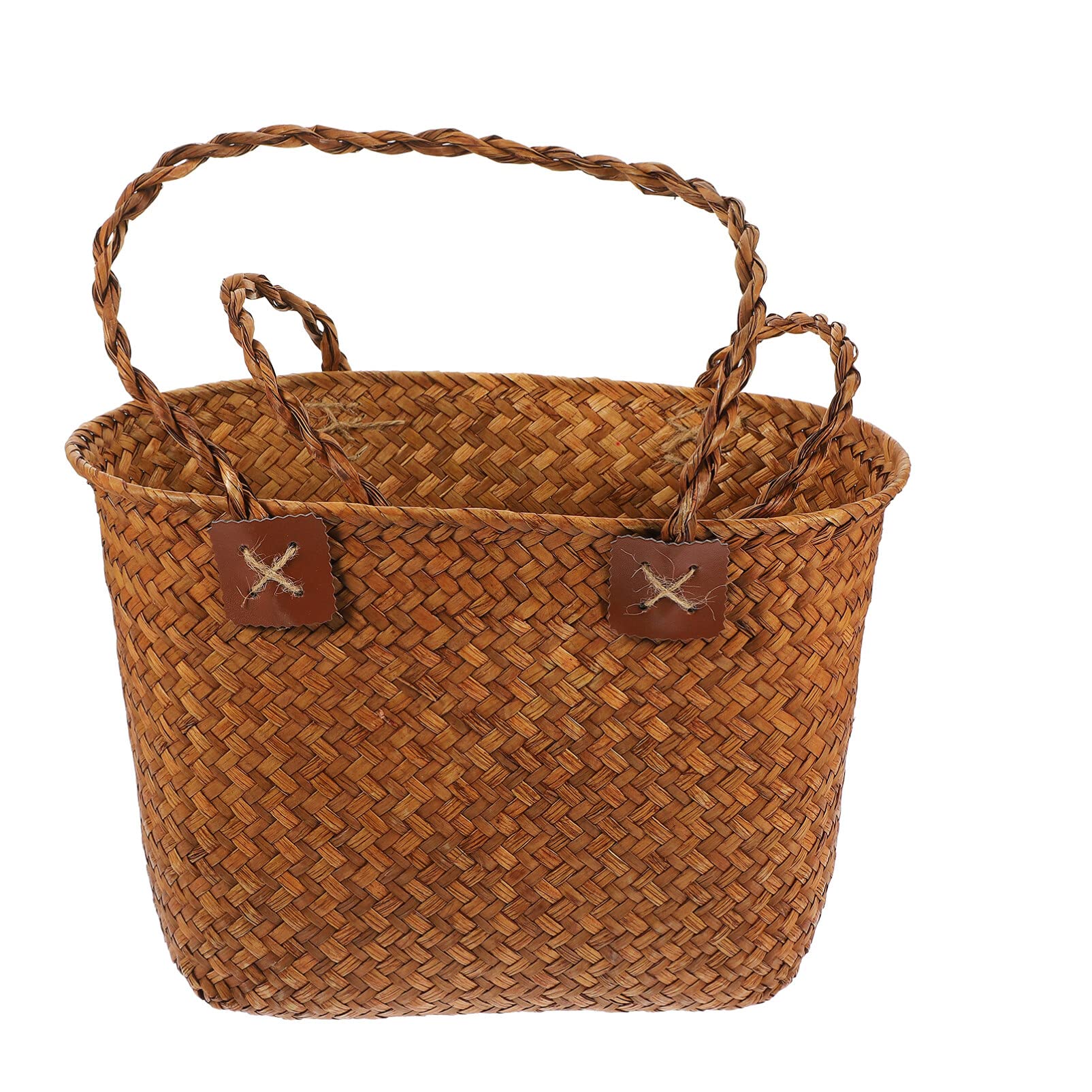 Cabilock Handheld Woven Basket Handle Large Capacity Picnic Basket for Fruits and Vegetables Natural Material for Outdoor Parties and Storage