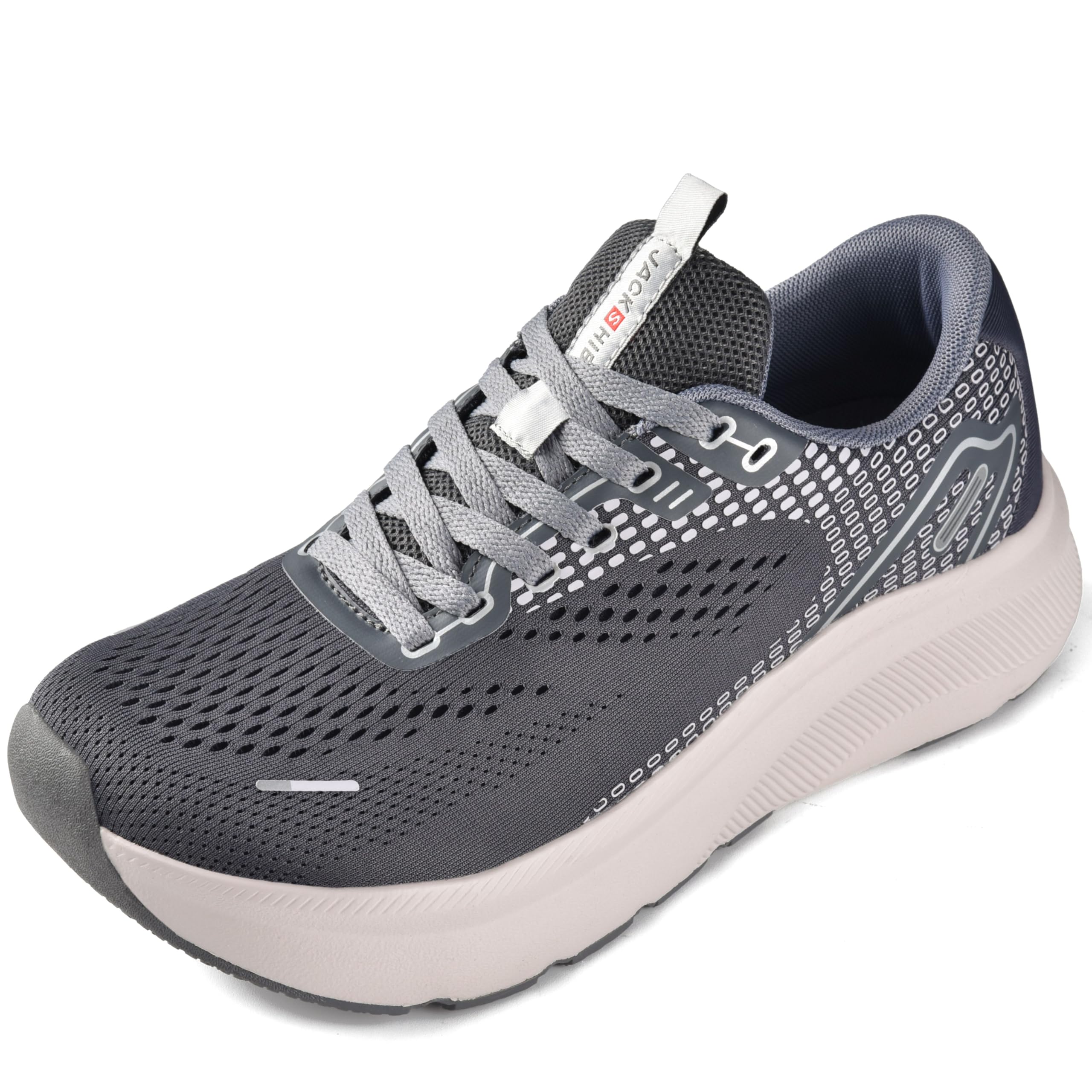 Photo 1 of JACKSHIBO Wide Toe Box Shoes for Men Arch Support Shoes Wide Width Sneakers for Running Walking Athletic Tennis Orthopedic Plantar Fasciitis Workout with Thick Cushioned Zero Drop Sole Grey