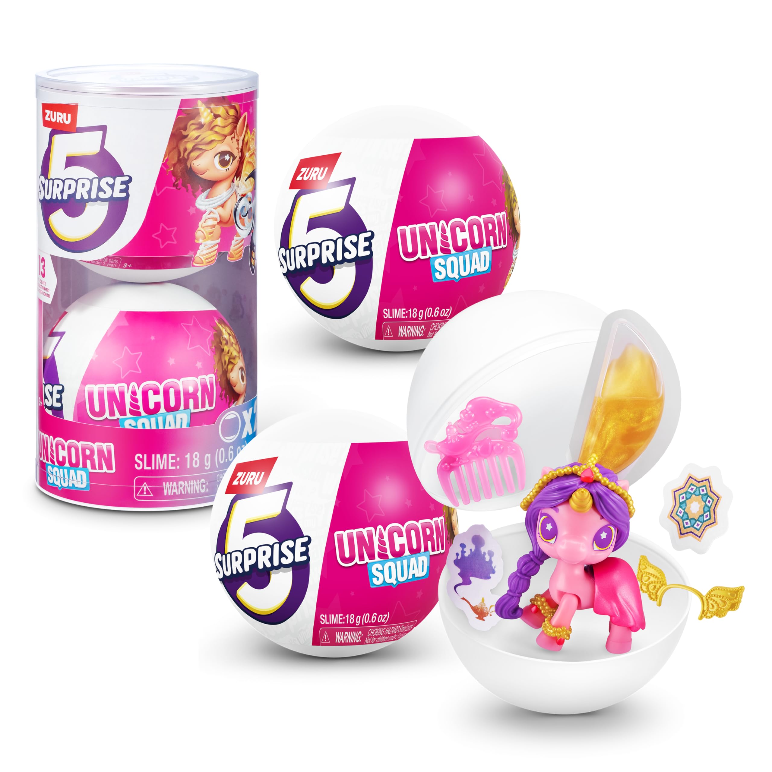 5 Surprise Unicorn Squad Magic Colour Change, Series 7, Mystery Collectible Miniature Figures, Unicorn With 5 Unicorn Accessories And Wings Unboxing Toy For Girls Perfect Stocking Stuffer (2 Capsules)