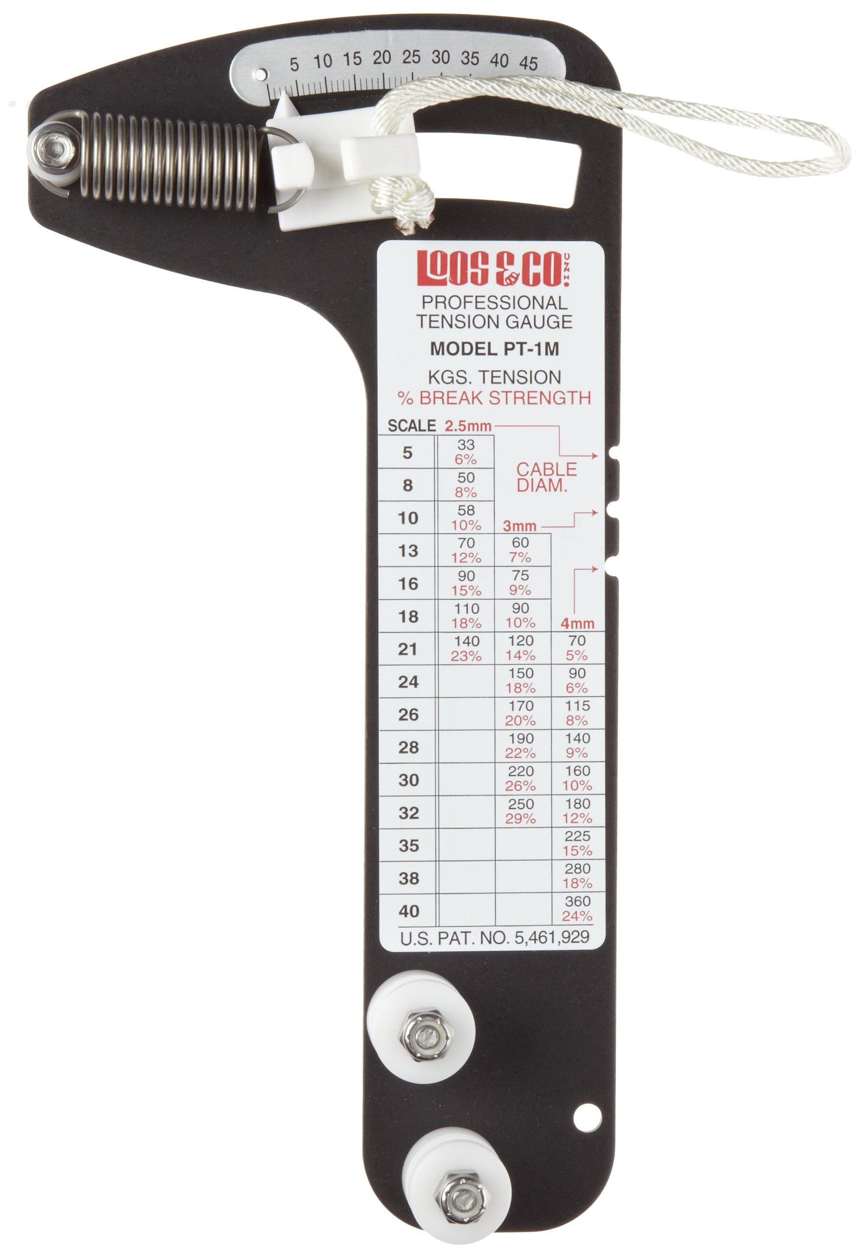Loos & Co. - 04.573.01 Sailboat Rigging Tension Gauge from , PT-1M Professional Metric Hands-Free Force Gauge for Tensioning and Tuning of Shrouds, Cable Rigs, Wire Rope Standing Rigging, and Forestays, for 2.5, 3, and 4 milimeter Cable Diameter